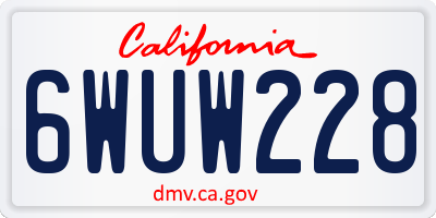 CA license plate 6WUW228