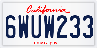 CA license plate 6WUW233