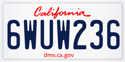 CA license plate 6WUW236