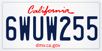 CA license plate 6WUW255