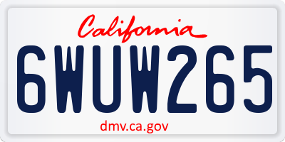 CA license plate 6WUW265