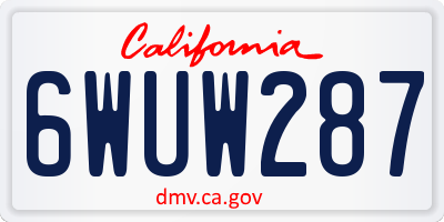 CA license plate 6WUW287