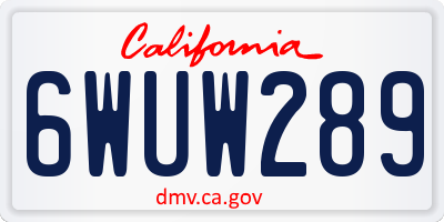 CA license plate 6WUW289