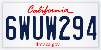 CA license plate 6WUW294