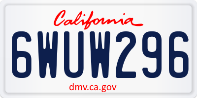 CA license plate 6WUW296