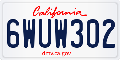 CA license plate 6WUW302