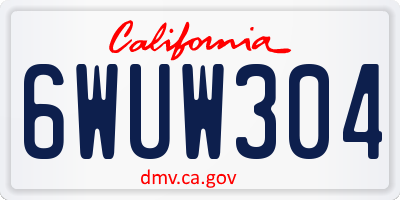 CA license plate 6WUW304