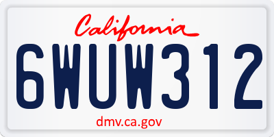 CA license plate 6WUW312