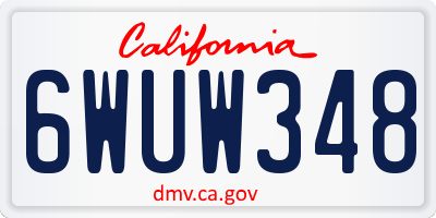 CA license plate 6WUW348