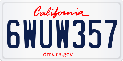 CA license plate 6WUW357