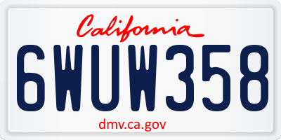 CA license plate 6WUW358