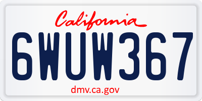 CA license plate 6WUW367