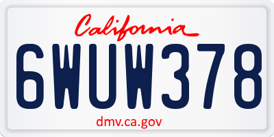 CA license plate 6WUW378