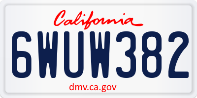 CA license plate 6WUW382