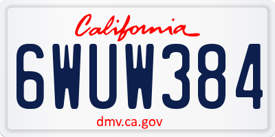 CA license plate 6WUW384
