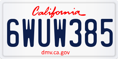 CA license plate 6WUW385