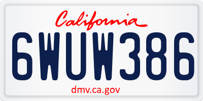 CA license plate 6WUW386
