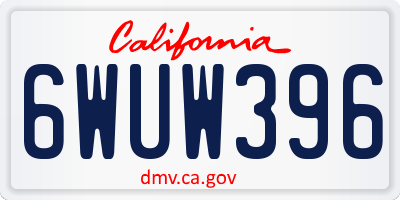 CA license plate 6WUW396