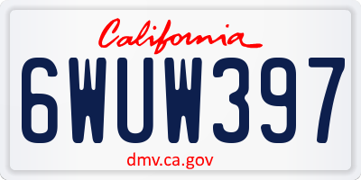 CA license plate 6WUW397