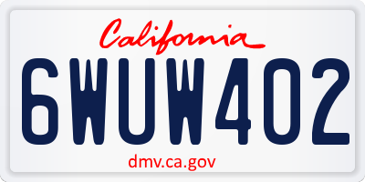 CA license plate 6WUW402