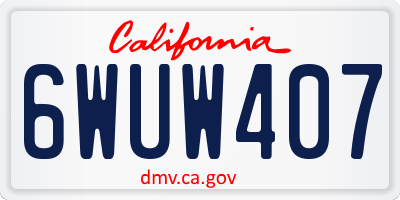 CA license plate 6WUW407