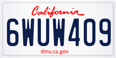 CA license plate 6WUW409
