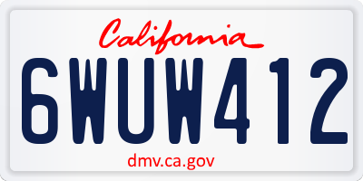 CA license plate 6WUW412