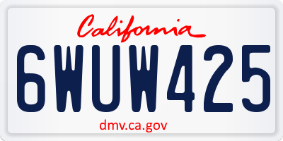 CA license plate 6WUW425