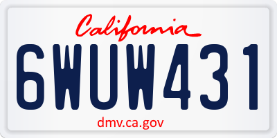 CA license plate 6WUW431