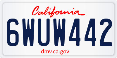 CA license plate 6WUW442