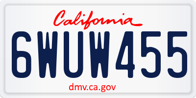 CA license plate 6WUW455