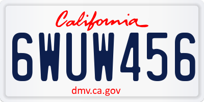 CA license plate 6WUW456
