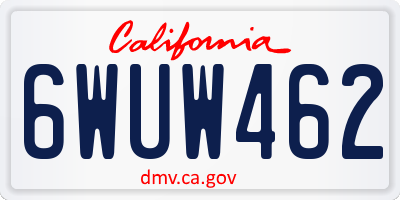 CA license plate 6WUW462