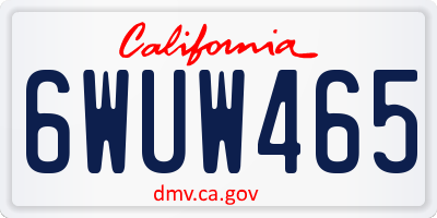 CA license plate 6WUW465