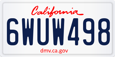 CA license plate 6WUW498
