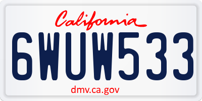 CA license plate 6WUW533