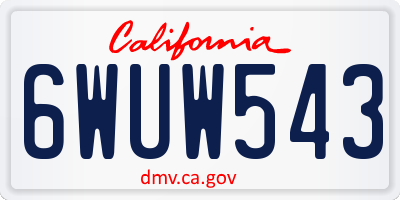 CA license plate 6WUW543
