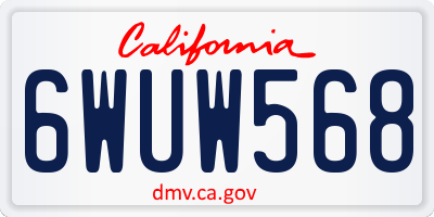 CA license plate 6WUW568