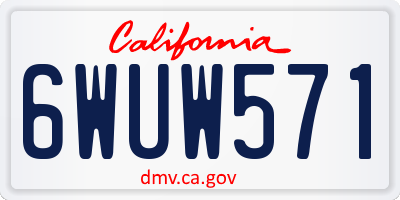 CA license plate 6WUW571