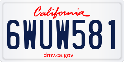 CA license plate 6WUW581