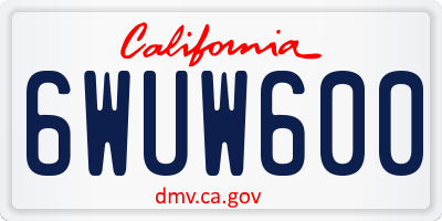 CA license plate 6WUW600