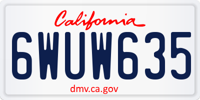 CA license plate 6WUW635