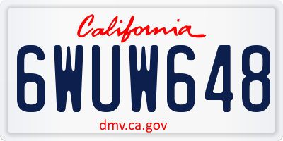 CA license plate 6WUW648