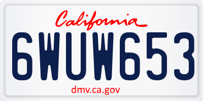CA license plate 6WUW653