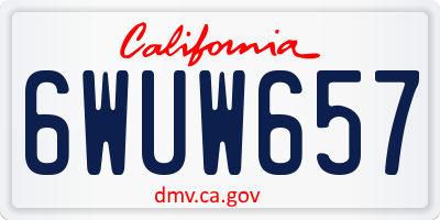 CA license plate 6WUW657