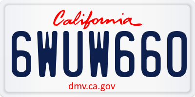 CA license plate 6WUW660