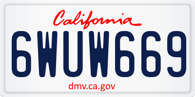 CA license plate 6WUW669