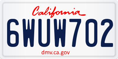 CA license plate 6WUW702