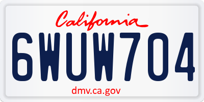 CA license plate 6WUW704