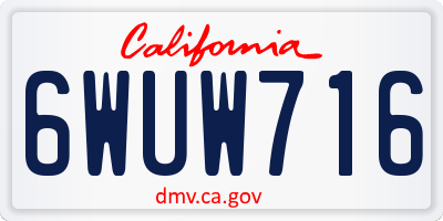 CA license plate 6WUW716